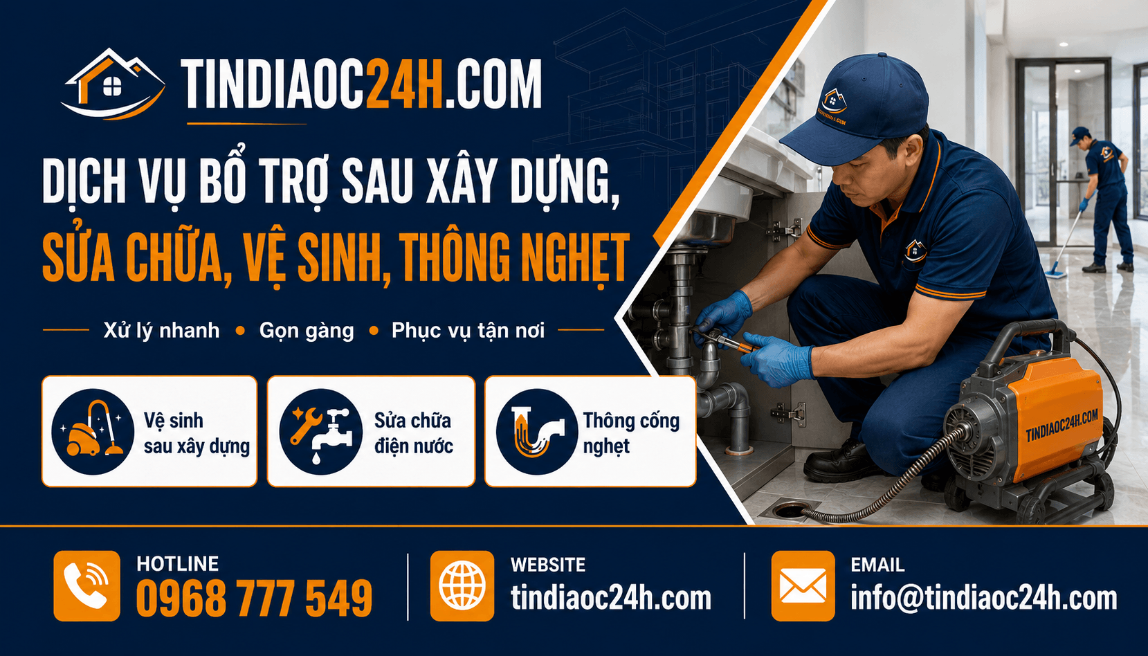 Dịch Vụ Bổ Trợ Sau X&acirc;y Dựng, Sửa Chữa, Vệ Sinh, Th&ocirc;ng Nghẹt