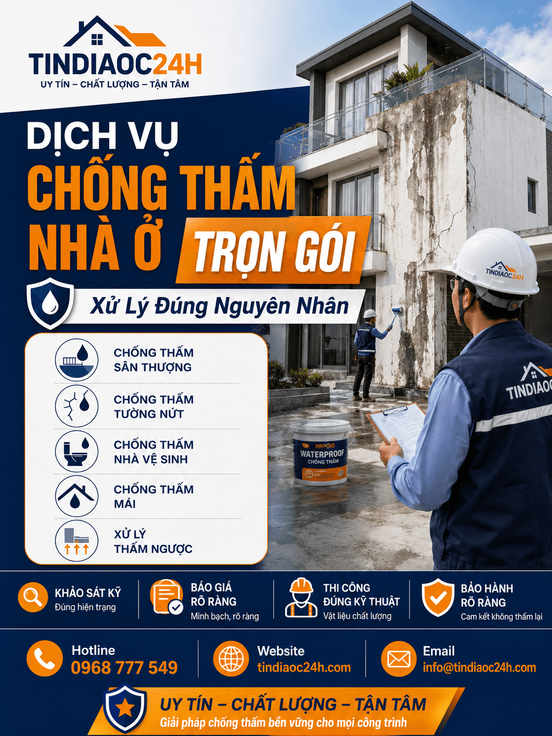 Dịch Vụ Chống Thấm Nh&agrave; Ở Trọn G&oacute;i, Xử L&yacute; Đ&uacute;ng Nguy&ecirc;n Nh&acirc;n
