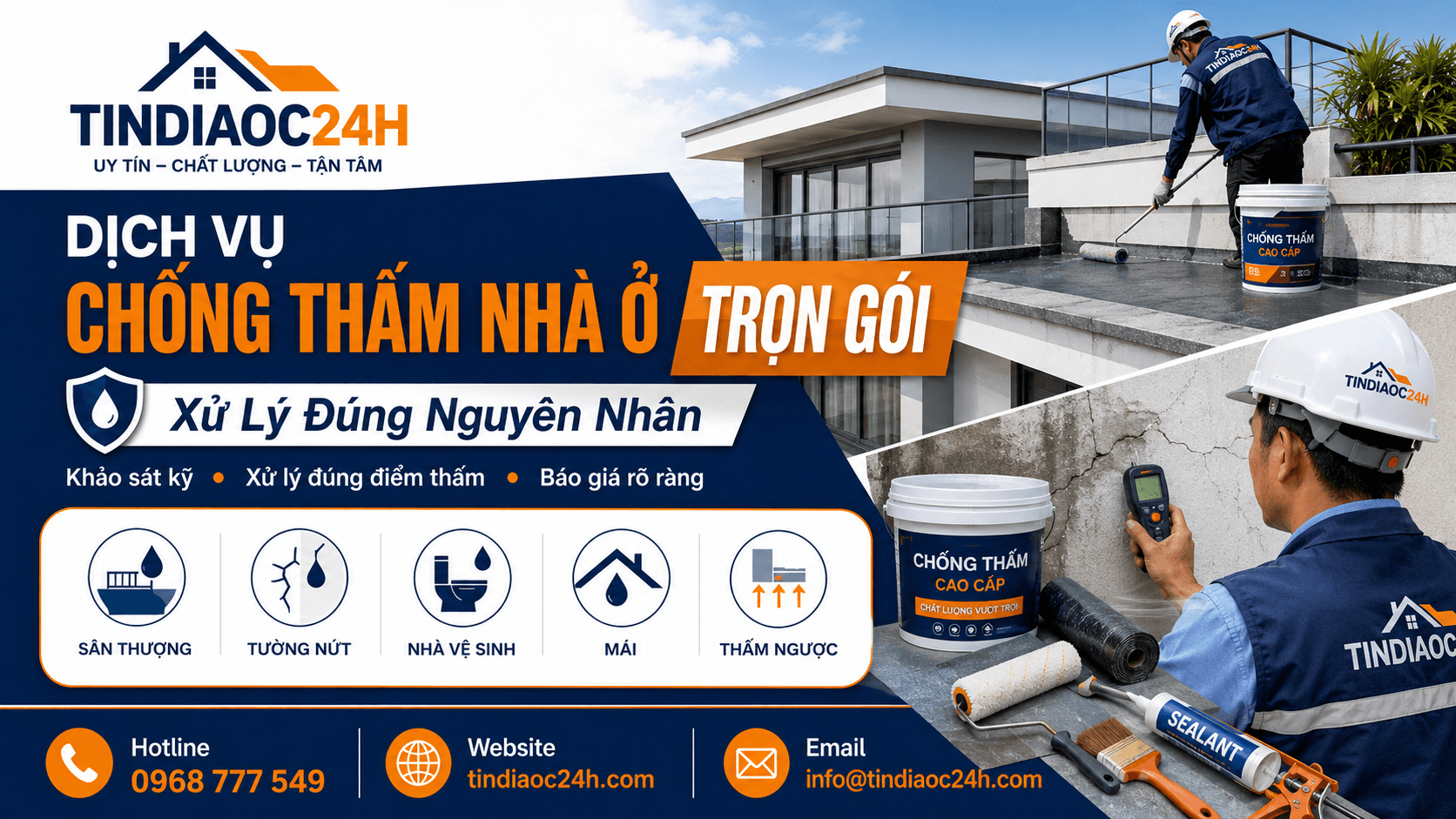 Dịch Vụ Chống Thấm Nh&agrave; Ở Trọn G&oacute;i, Xử L&yacute; Đ&uacute;ng Nguy&ecirc;n Nh&acirc;n