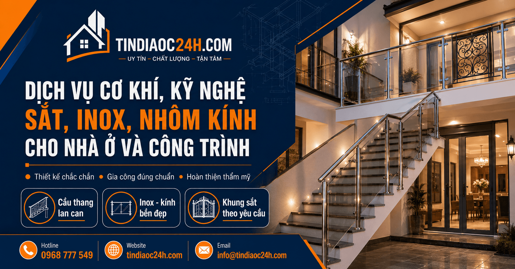 Dịch Vụ Cơ Kh&iacute;, Kỹ Nghệ Sắt, Inox, Nh&ocirc;m K&iacute;nh Cho Nh&agrave; Ở V&agrave; C&ocirc;ng Tr&igrave;nh