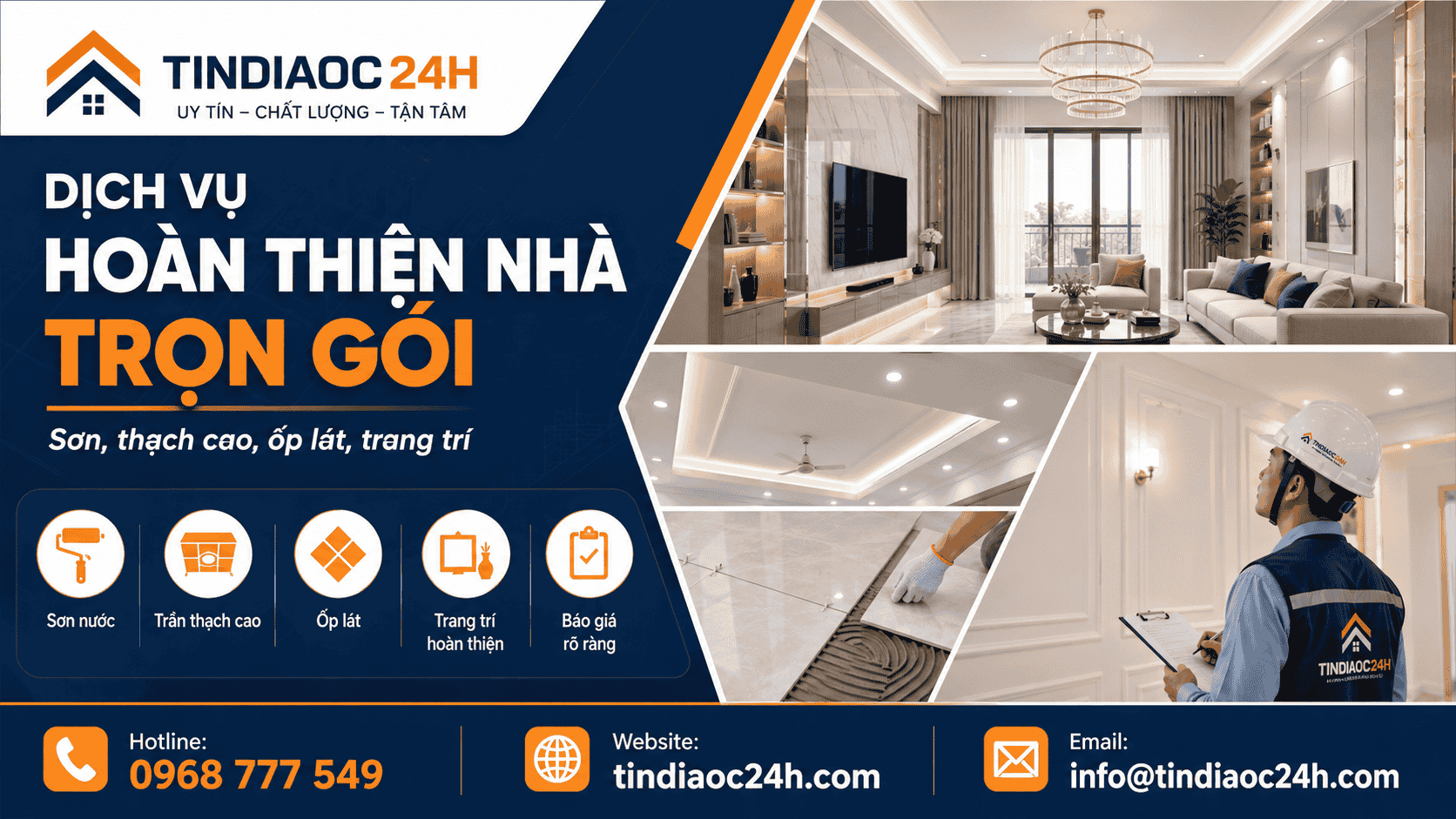 Dịch Vụ Ho&agrave;n Thiện Nh&agrave; Trọn G&oacute;i: Sơn, Thạch Cao, Ốp L&aacute;t, Trang Tr&iacute;