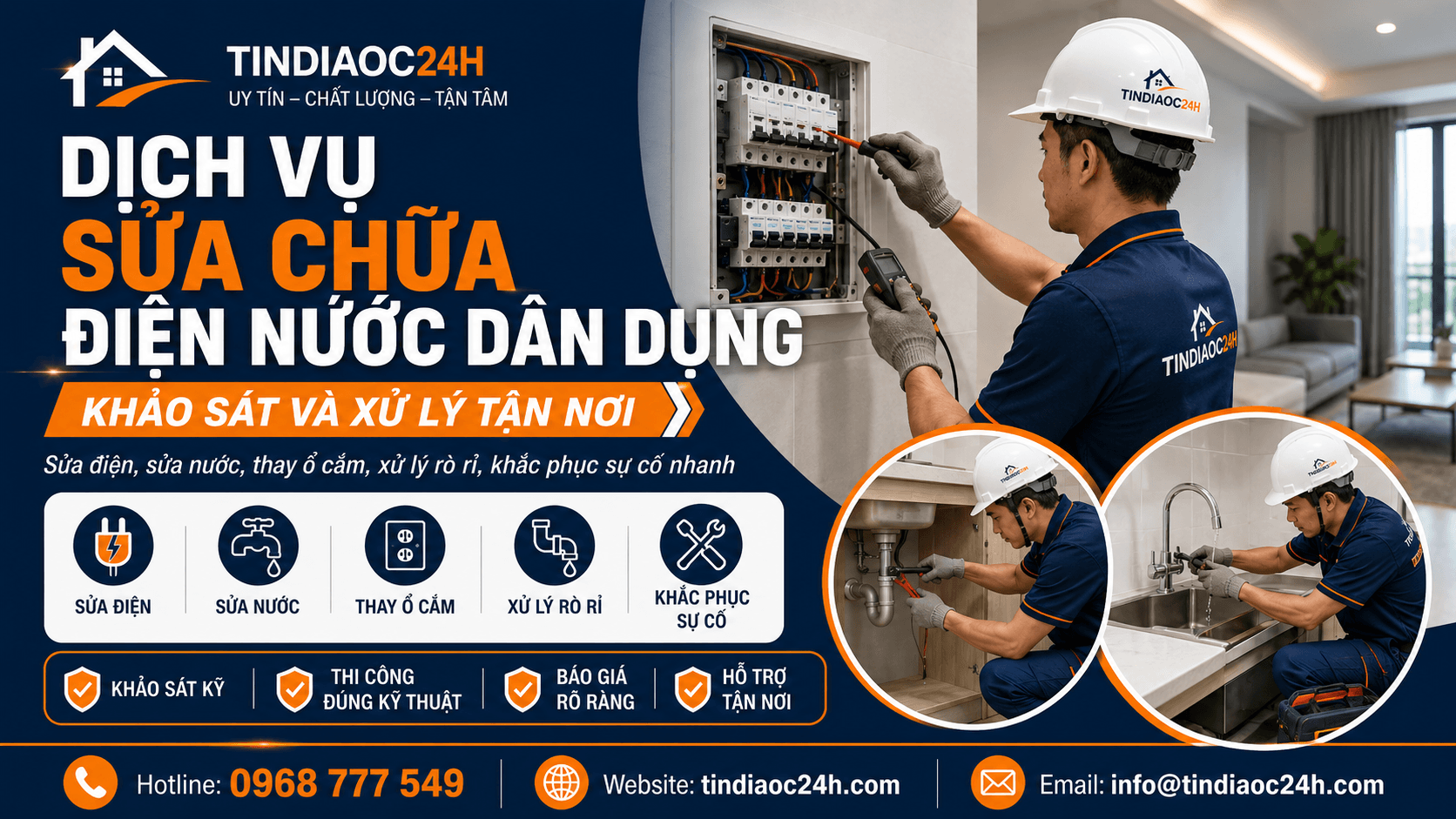 Dịch Vụ Sửa Chữa Điện Nước D&acirc;n Dụng, Khảo S&aacute;t V&agrave; Xử L&yacute; Tận Nơi