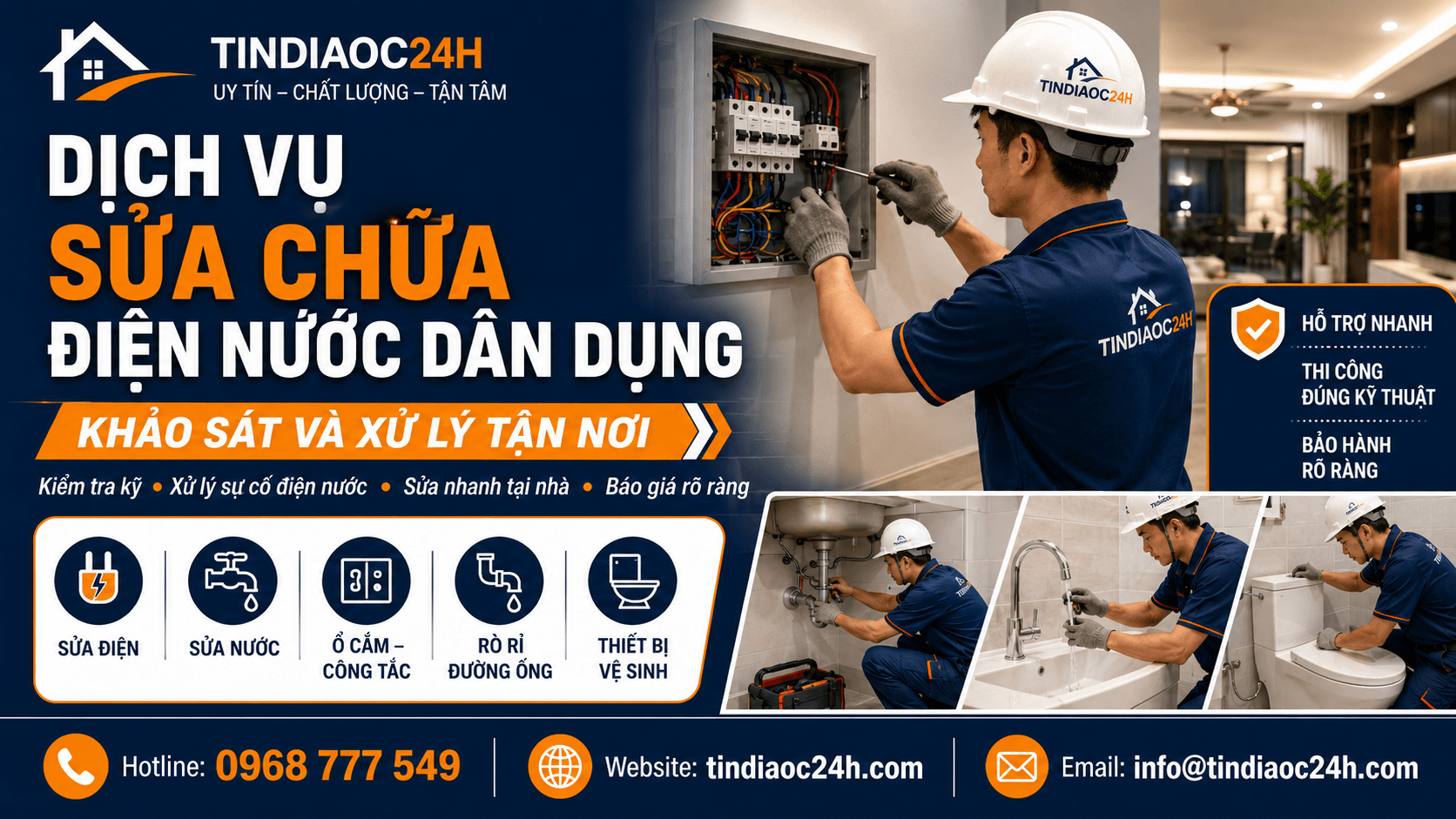 Dịch Vụ Sửa Chữa Điện Nước D&acirc;n Dụng, Khảo S&aacute;t V&agrave; Xử L&yacute; Tận Nơi