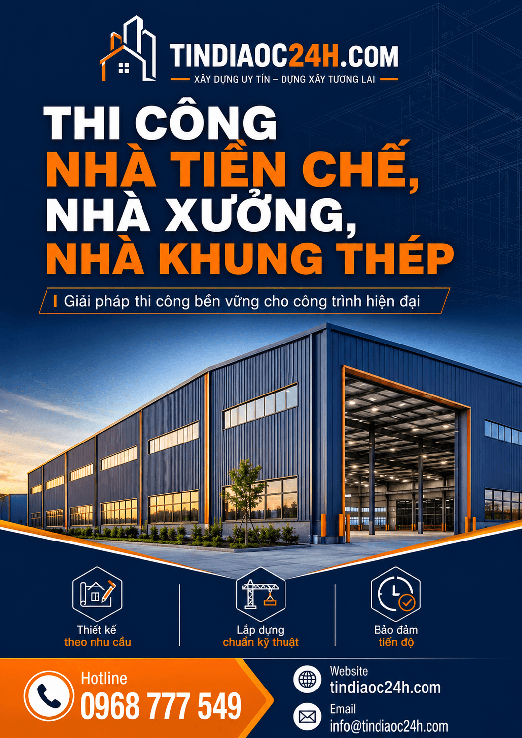 Thi C&ocirc;ng Nh&agrave; Tiền Chế, Nh&agrave; Xưởng, Nh&agrave; Khung Th&eacute;p Trọn G&oacute;i