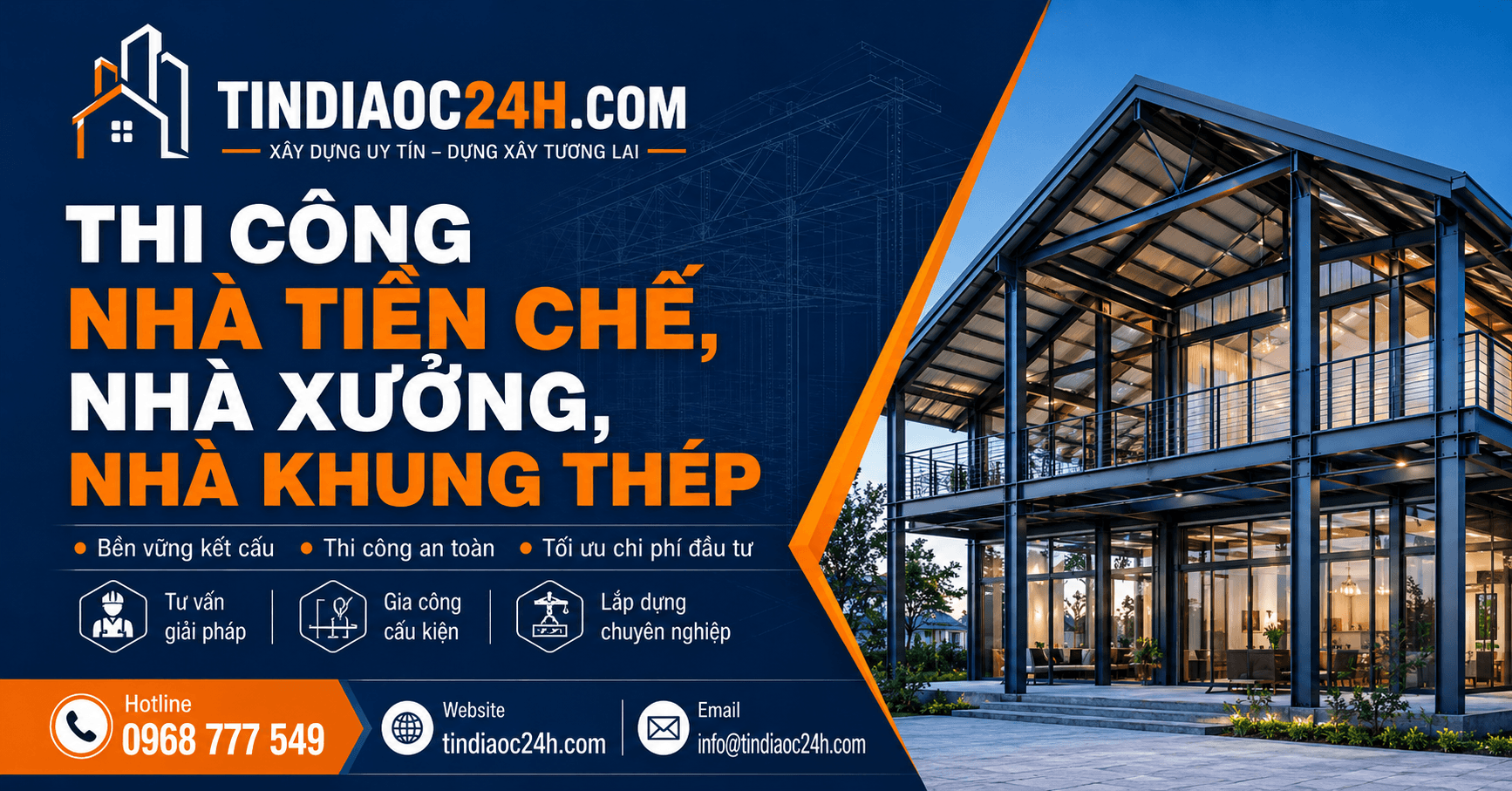 Thi C&ocirc;ng Nh&agrave; Tiền Chế, Nh&agrave; Xưởng, Nh&agrave; Khung Th&eacute;p Trọn G&oacute;i