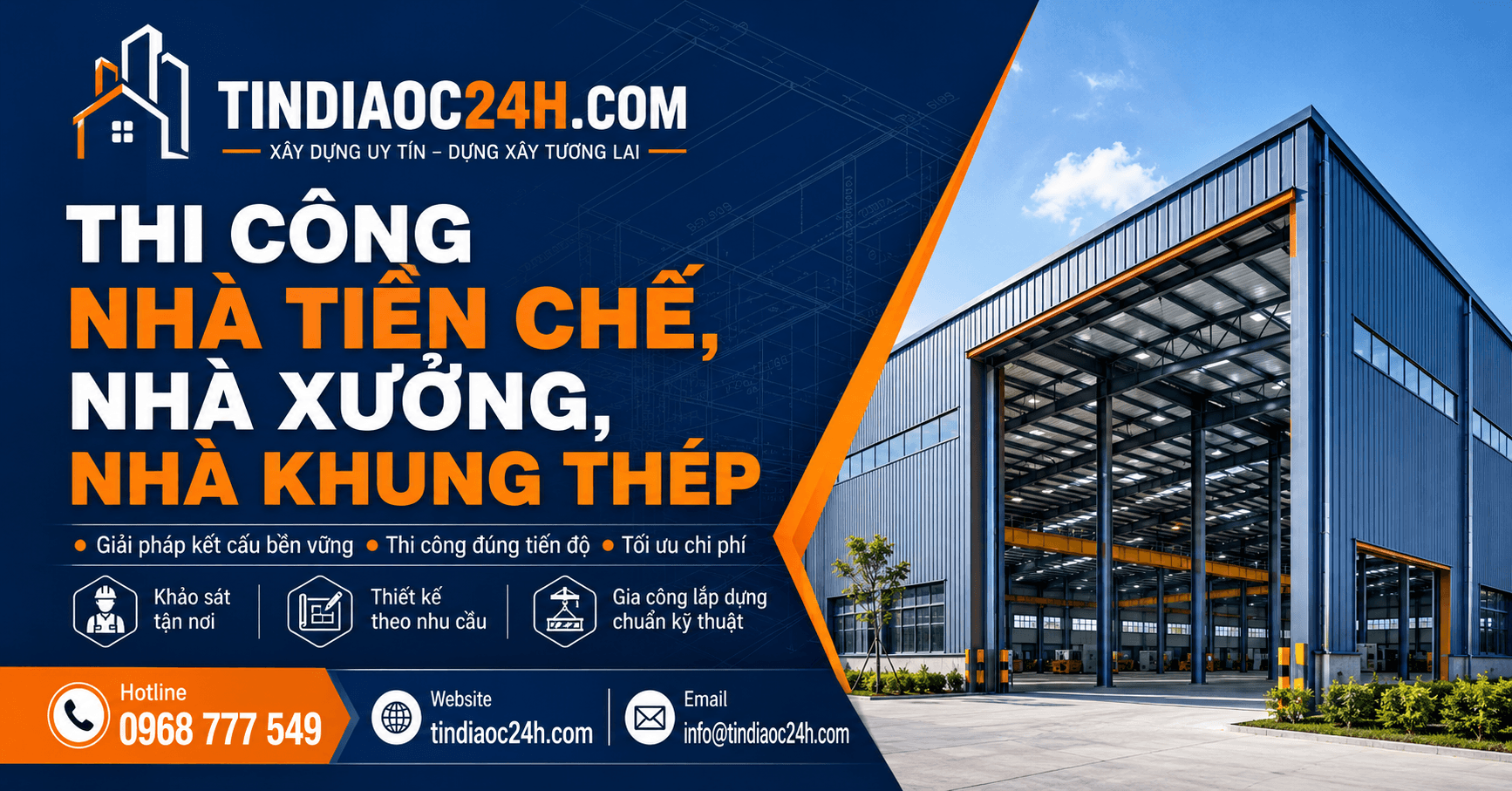 Thi C&ocirc;ng Nh&agrave; Tiền Chế, Nh&agrave; Xưởng, Nh&agrave; Khung Th&eacute;p Trọn G&oacute;i