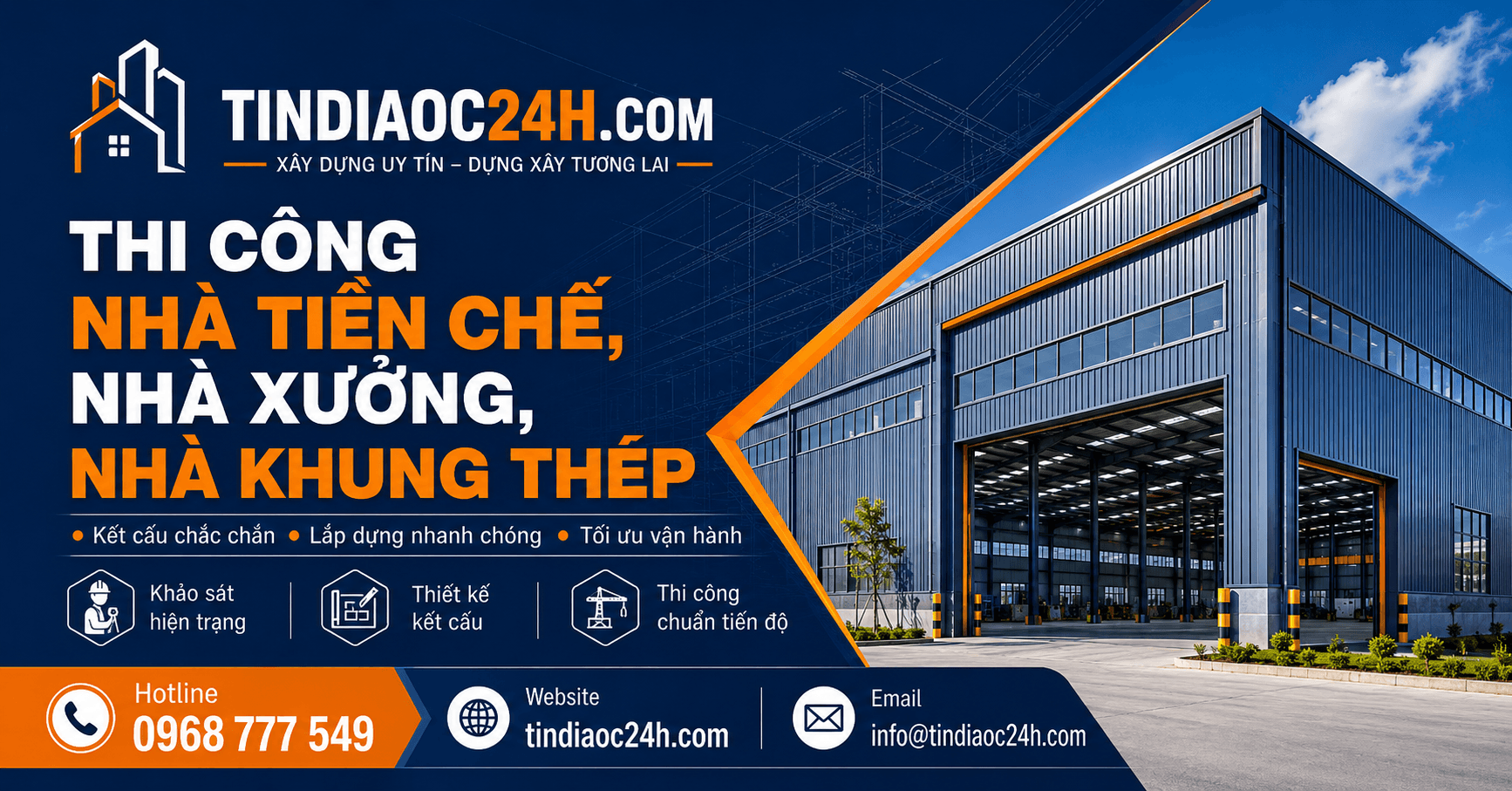 Thi C&ocirc;ng Nh&agrave; Tiền Chế, Nh&agrave; Xưởng, Nh&agrave; Khung Th&eacute;p Trọn G&oacute;i